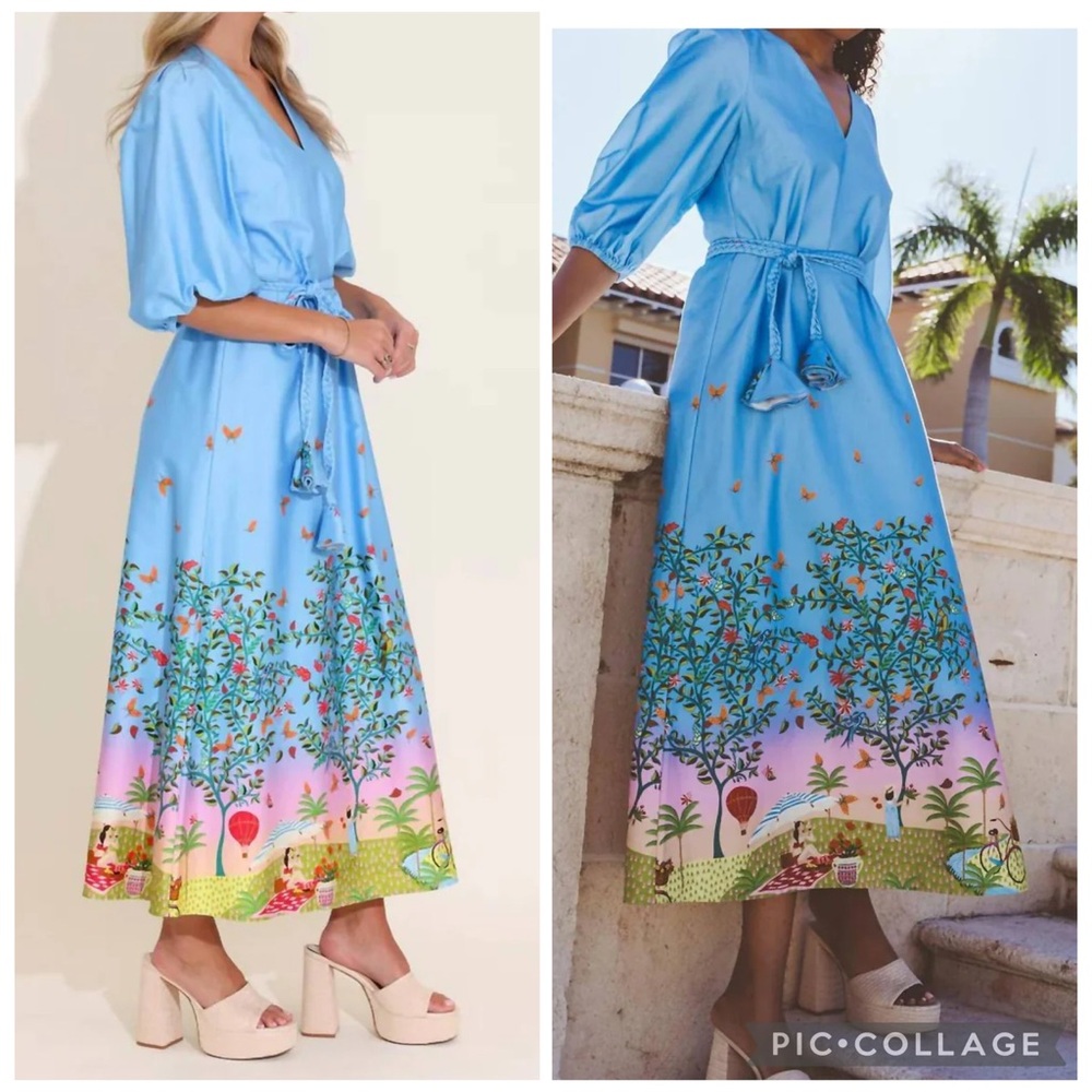 Alden Aldair Lizzie Sky Blue Maxi Dress Size Small NWT